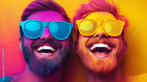 Two Men with Colorful Faces...