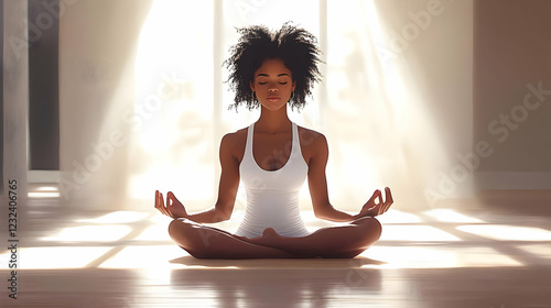 Serene Woman Meditates Peac...