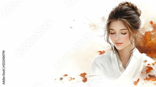 Serene Woman with Closed Ey...