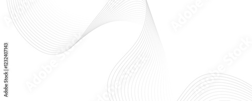 Gray wave curve lines abstract background with flowing particles. Digital energy waves technology concept. Modern backdrop design for business, presentation, banner.