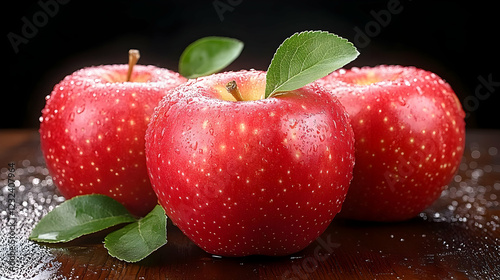 Three Ripe Red Apples Glist...