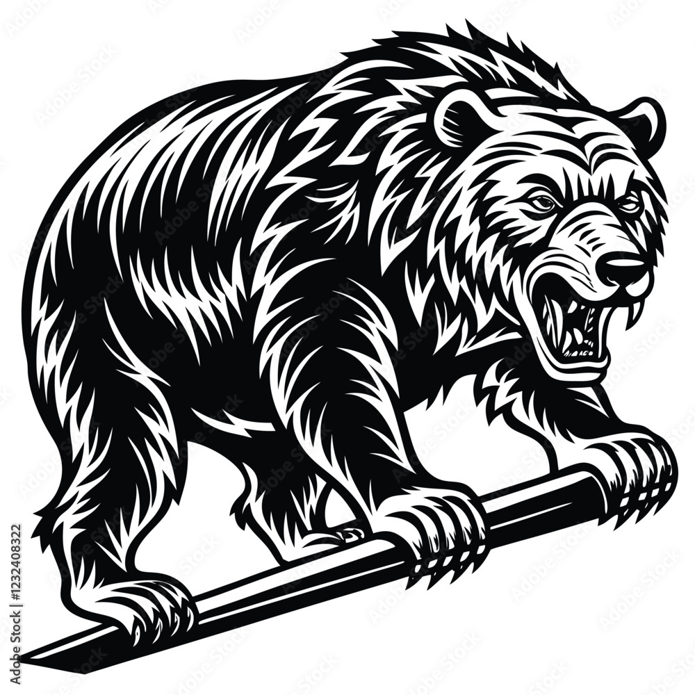 Fototapeta premium vector illustration of bear, bear in the forest