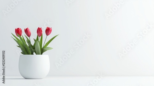 Wallpaper Mural Red Tulips in White Pot on White Background Torontodigital.ca