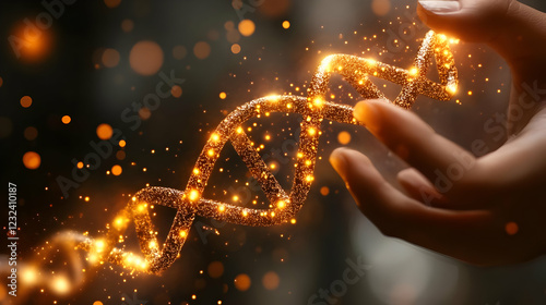 Golden DNA Strand Held by H...