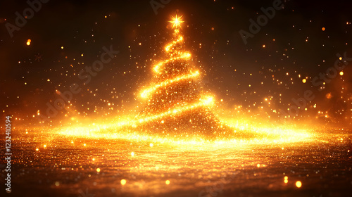 Golden Christmas Tree Spark...