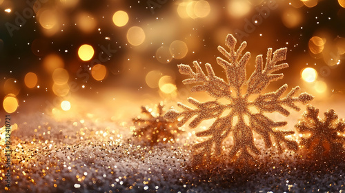 Golden Snowflakes Sparkle o...