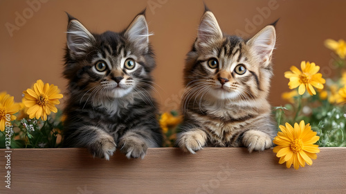 Two Adorable Kittens Peer O...