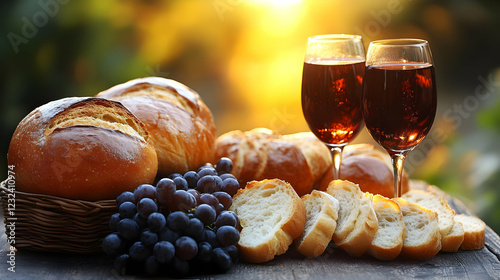 Freshly Baked Bread, Grapes...