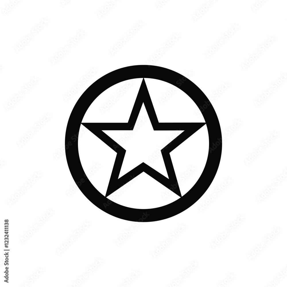 Star in circle black icon, isolated on white background. Vector illustration. Star in circle black icon, isolated on white background. Vector illustration.