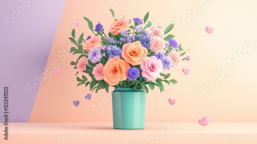 Wallpaper Mural Vibrant Bouquet of Colorful Flowers in Decorative Pot Torontodigital.ca