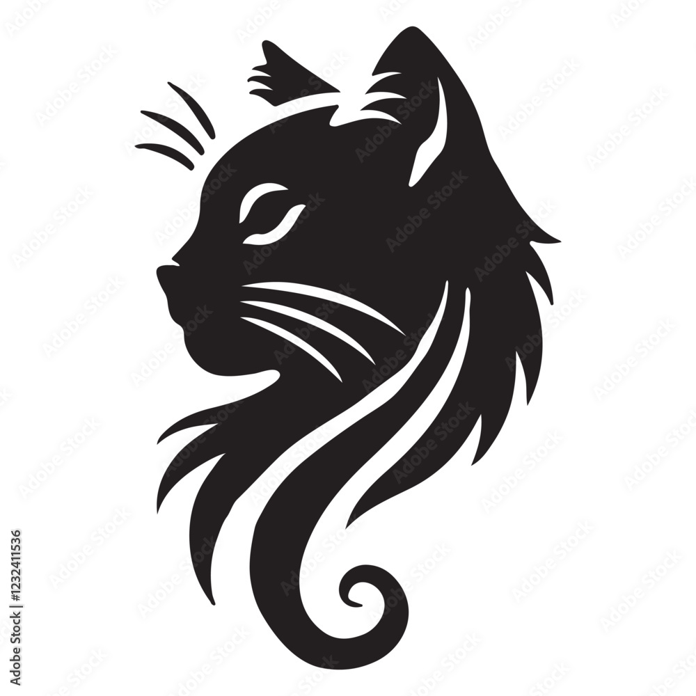 Fototapeta premium Cat head vector illustration with white background
