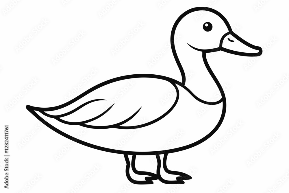 Cute Silhouette of a duck line art vector illustration. Duck Line Art with Simple Design Cute Silhouette of a duck line art vector illustration. Duck Line Art with Simple Design