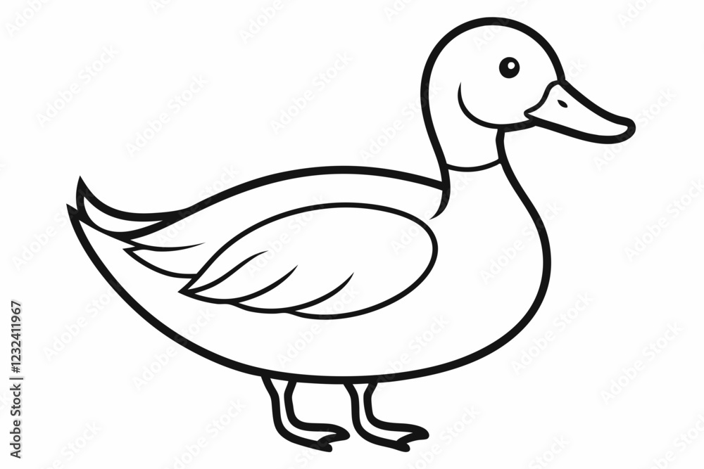 Cute Silhouette of a duck line art vector illustration. Duck Line Art with Simple Design Cute Silhouette of a duck line art vector illustration. Duck Line Art with Simple Design