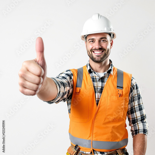 Worker showing thumbs up