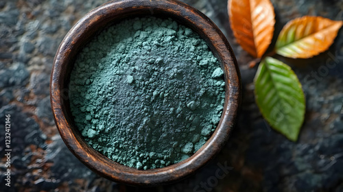Blue Clay Powder in Wooden ...
