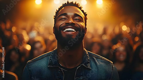 Man Laughs Joyfully Amidst ...