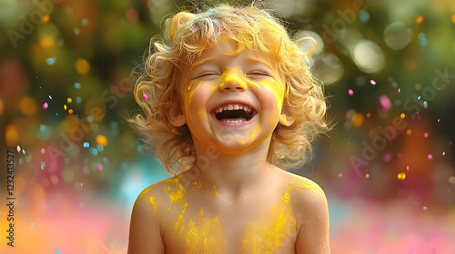Joyful Child Laughs with Ey...