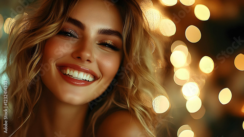 Smiling Woman with Golden H...