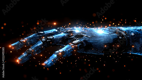 3D Robot Hand with Blue Par...