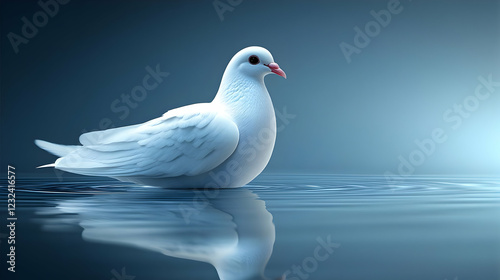 White dove sits peacefully ...