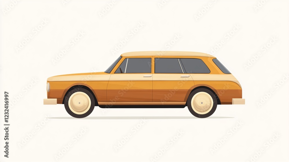 Obraz premium Vintage Wooden Toy Car Vector Illustration for Children's Playtime and Education