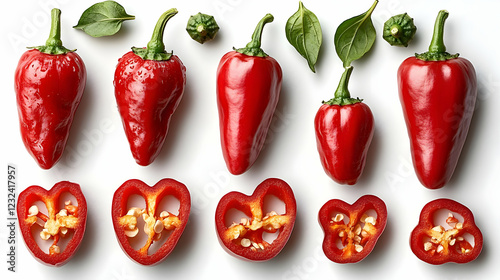 Fresh Red Peppers Whole and...