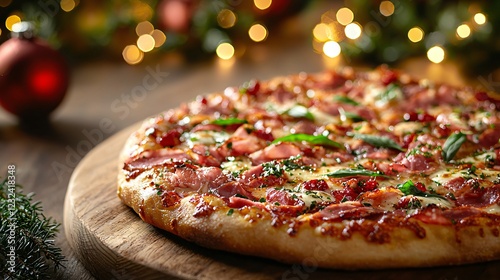 Festive Pizza Christmas Dinner photo