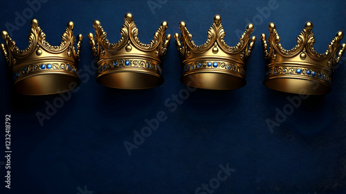 Four Golden Crowns with Blu...