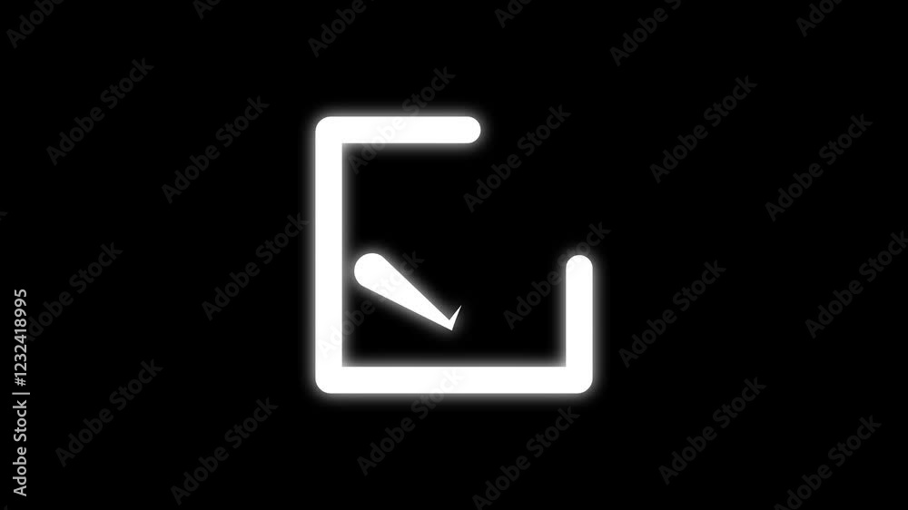 check mark animation icon on sky background. Tick finishing confirm yes, right ,ok sign. Tick mark on black background