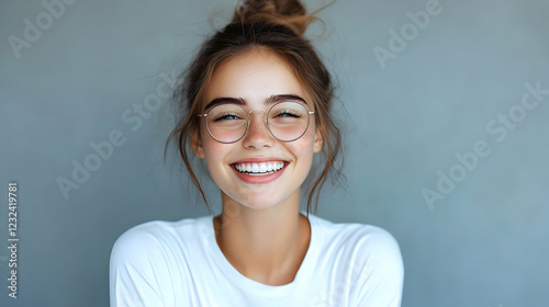 Smiling Young Woman with Gl...