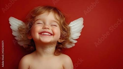 Smiling Child with Angel Wi...