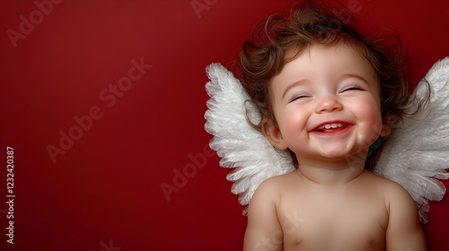 Smiling Baby with Angel Win...