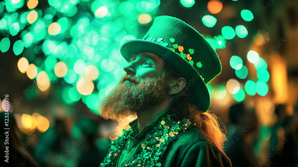 Celebrating St. Patrick's Day with joy and spirit under vibrant green lights Celebrating St. Patrick's Day with joy and spirit under vibrant green lights