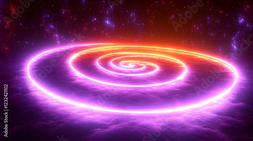 Neon Spiral Glows Vividly o...