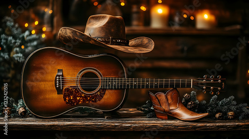 Acoustic Guitar, Cowboy Hat...