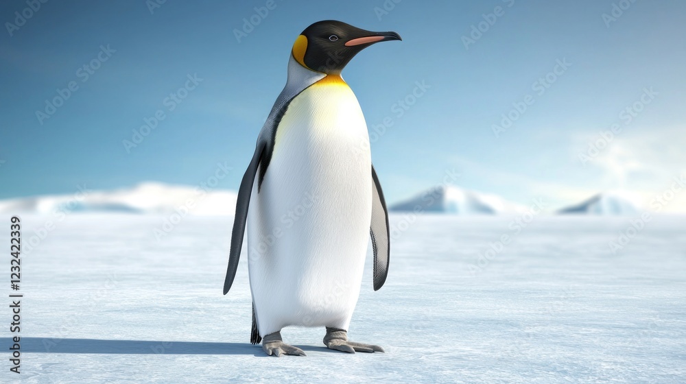 Obraz premium King Penguin in Snowy Antarctic Landscape
