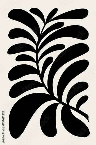 Modern earth seaweed abstract minimalist hand painted illustration for wall art decoration, cover, postcard or brochure design.