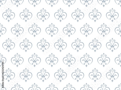 Floral pattern. Seamless vector background. Vintage wallpaper in the Baroque style. White and gray ornament for fabric, wallpaper, packaging. Ornate Damask flower illustration