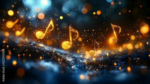 Golden Musical Notes Dance ...