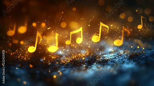 Golden Musical Notes Dance ...