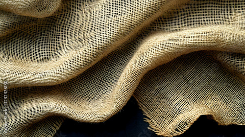 Beige Burlap Fabric Drapes ...