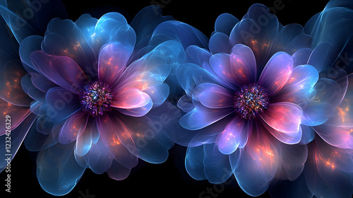 Two Luminous Abstract Flowe...