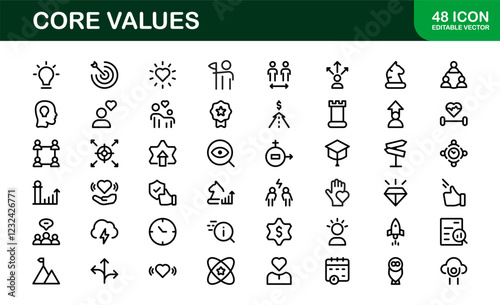 Core Values Icon Pack. Professional Line Art for Integrity, Collaboration, Innovation, and Corporate Branding photo