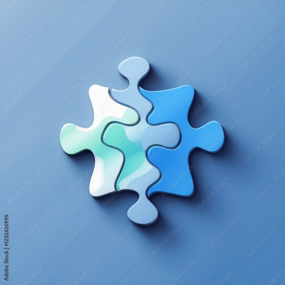 Obraz premium Abstract Puzzle Piece Design on Soft Blue Background for Creative Projects