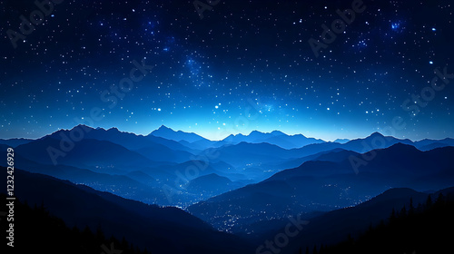 Dark Blue Mountain Range Si...