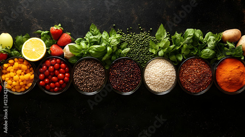 Assortment of fresh fruits,...