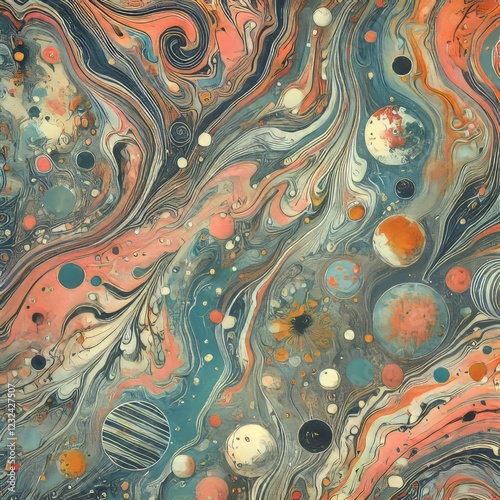 Marbled Effect A print featuring a hand drawn marbled effect wit