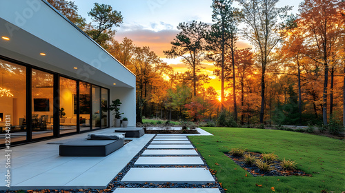 Modern Home with Sunset Vie...