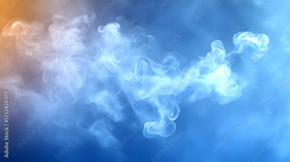 Obraz premium Abstract Smoke Background Forms Wavy Pattern Gracefully across a Blue and Orange Gradient