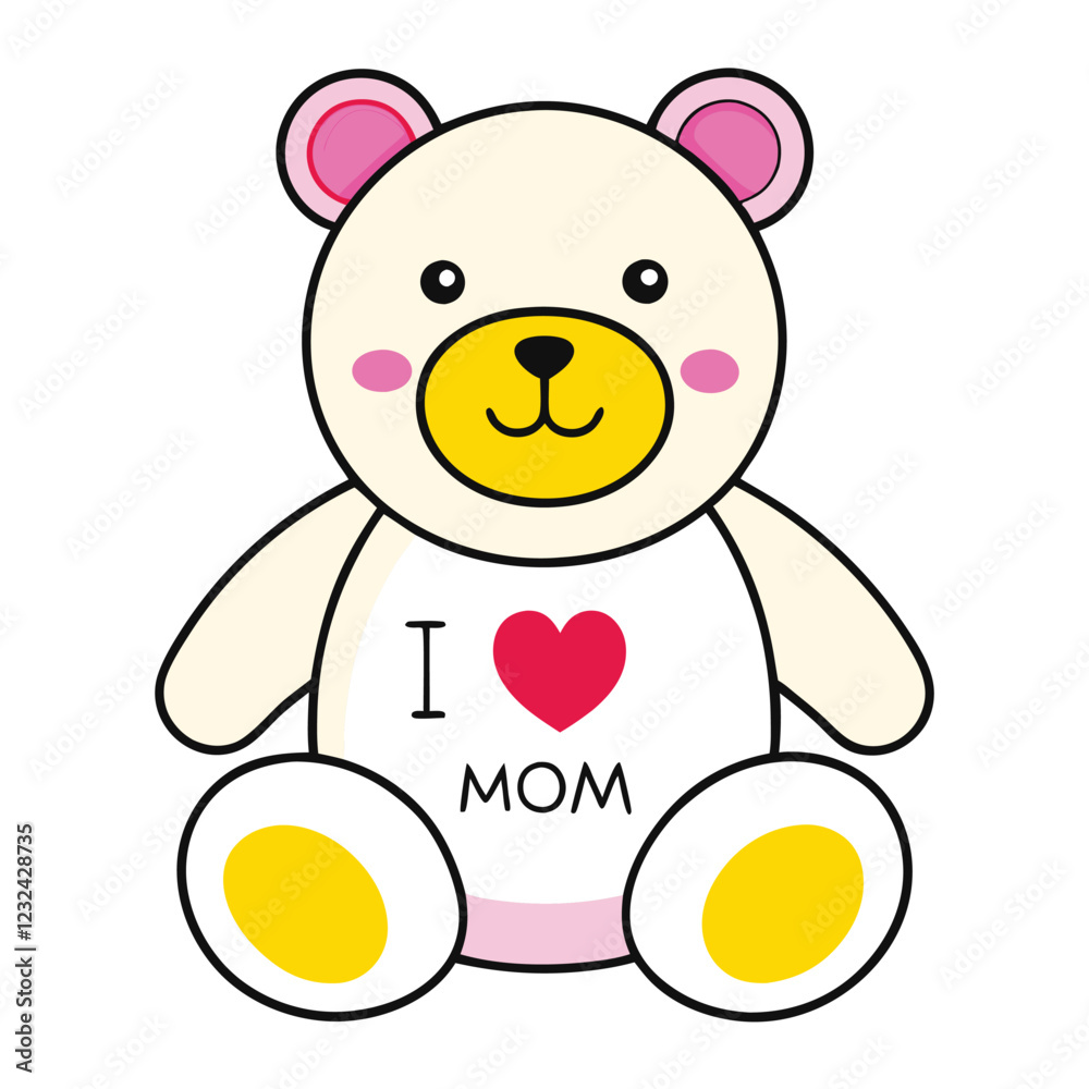 Fototapeta premium Cute brown teddy bear with bow